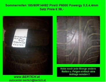 Sommerreifen 185/60R14H82 Pirelli P6000 Powergy 5,5,4,4 mm