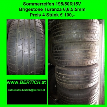 Sommerreifen 195/50R15V Bridstone Turanza 6,6,5,5mm