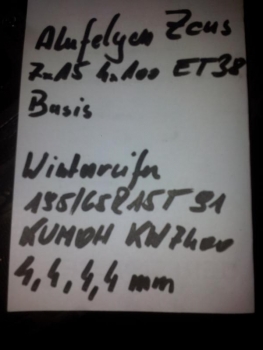 Preview: Winterreifen Kompletträder Alu 7x15 4x100 195/65R15T KHUMO KW 7400 4,4,4,4mm