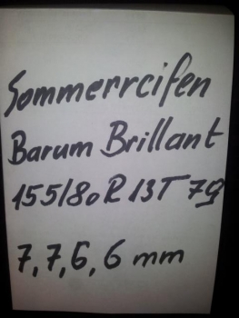 Preview: 155/80R13T79 Sommerreifen Barum Brillant 7,7,6,6mm