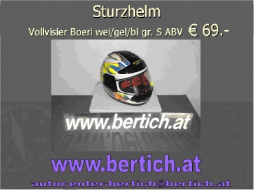 Sturz Helm / Motorradhelm Vollvisier Boeri 801120 weis gelb blau gr.S