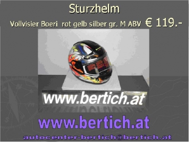 Sturz Helm / Motorradhelm Vollvisier Boeri Weiß silber rot gr.M 801130