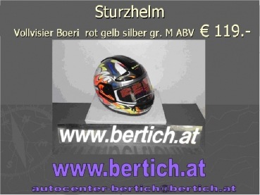 Preview: Sturz Helm / Motorradhelm Vollvisier Boeri rot silber schwarz 201120 gr.M-L
