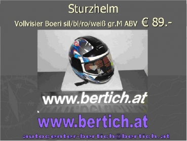 Sturz Helm / Motorradhelm Vollvisier Boeri silber blau rot  weiß 201120 gr.M