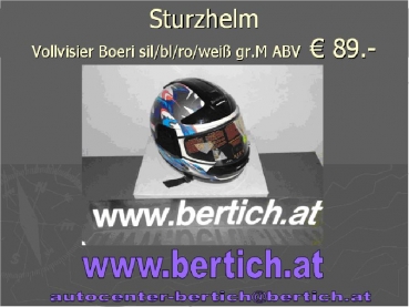 Preview: Sturz Helm / Motorradhelm Vollvisier Boeri rot silber schwarz 201120 gr.M-L
