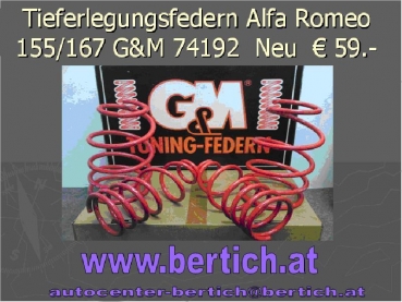 Tieferlegungsfedern Alfa Romeo 155/167 G&M 74192  Neu  ¤ 59.-