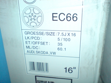 Preview: Alufelgen 7,5x16 5x100 ET35 Enzo Cup  VW,Skoda,Audi GP NEU