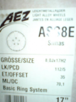 Preview: Alufelgen 8x17 5x112 ET35 AEZ Simas  Audi