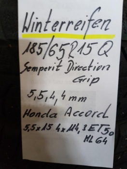 Preview: Honda Accord Winterreifen Kompletträder 185/65R15T Semperit Direction Grip 5,5,4,4 mm