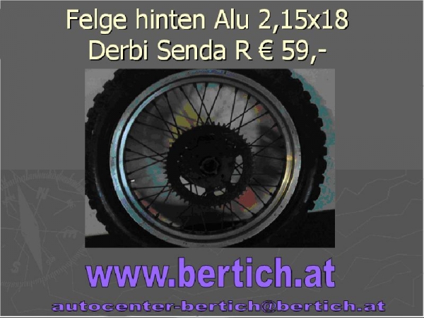 Felge vorne Alu 1,60x21 Derbi Senda R 97- gebraucht