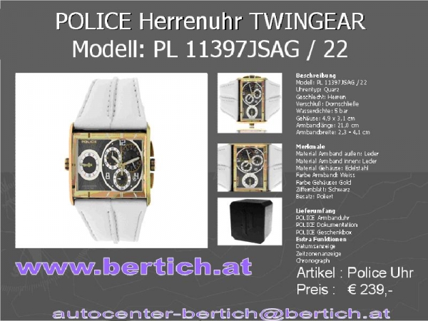 Police Herren Uhr Twingaer NEU