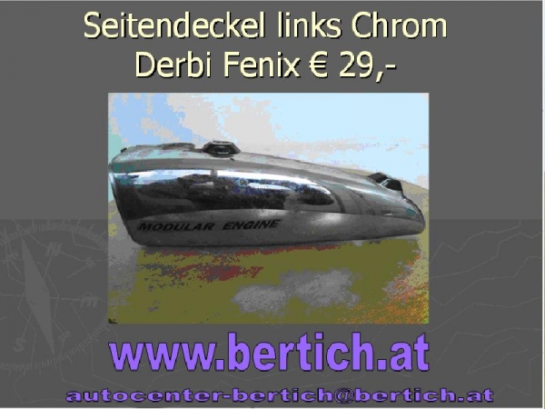 Seitendeckel links Chrom Derbi Fenix